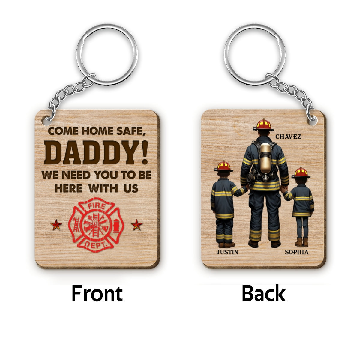 Everyday Hero Keychain, Celebrating the Best Dad Ever, Personalized Wooden Keychain